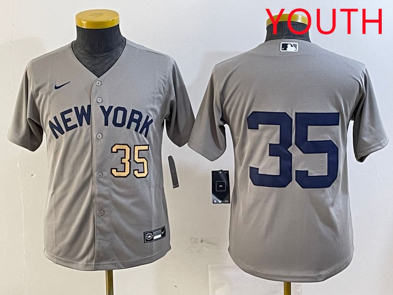 Youth New York Yankees #35 No Name Grey Game 2025 Nike MLB Jersey style 2->women mlb jersey->Women Jersey